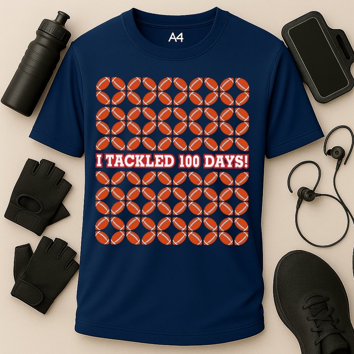 I Tackled 100 Days Of School Football Cooling Performance Crew T-Shirt