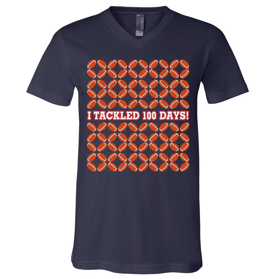 I Tackled 100 Days Of School Football V-Neck T-Shirt