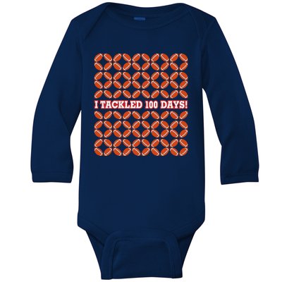 I Tackled 100 Days Of School Football Baby Long Sleeve Bodysuit