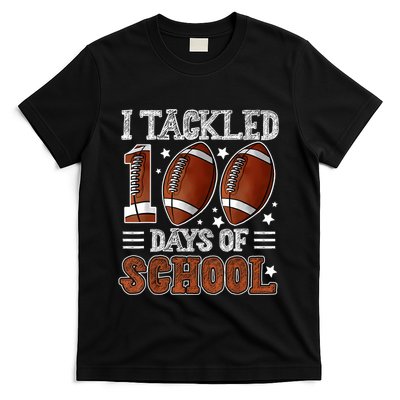 I Tackled 100 Days School Football 100th Day Of School Boy T-Shirt