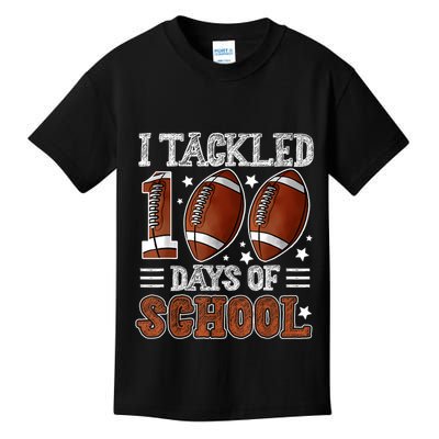 I Tackled 100 Days School Football 100th Day Of School Boy Kids T-Shirt