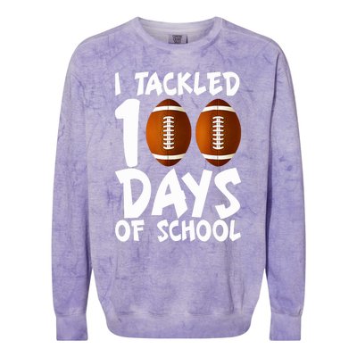 I Tackled 100 Days Of School Football 100th Day Gifts Colorblast Crewneck Sweatshirt