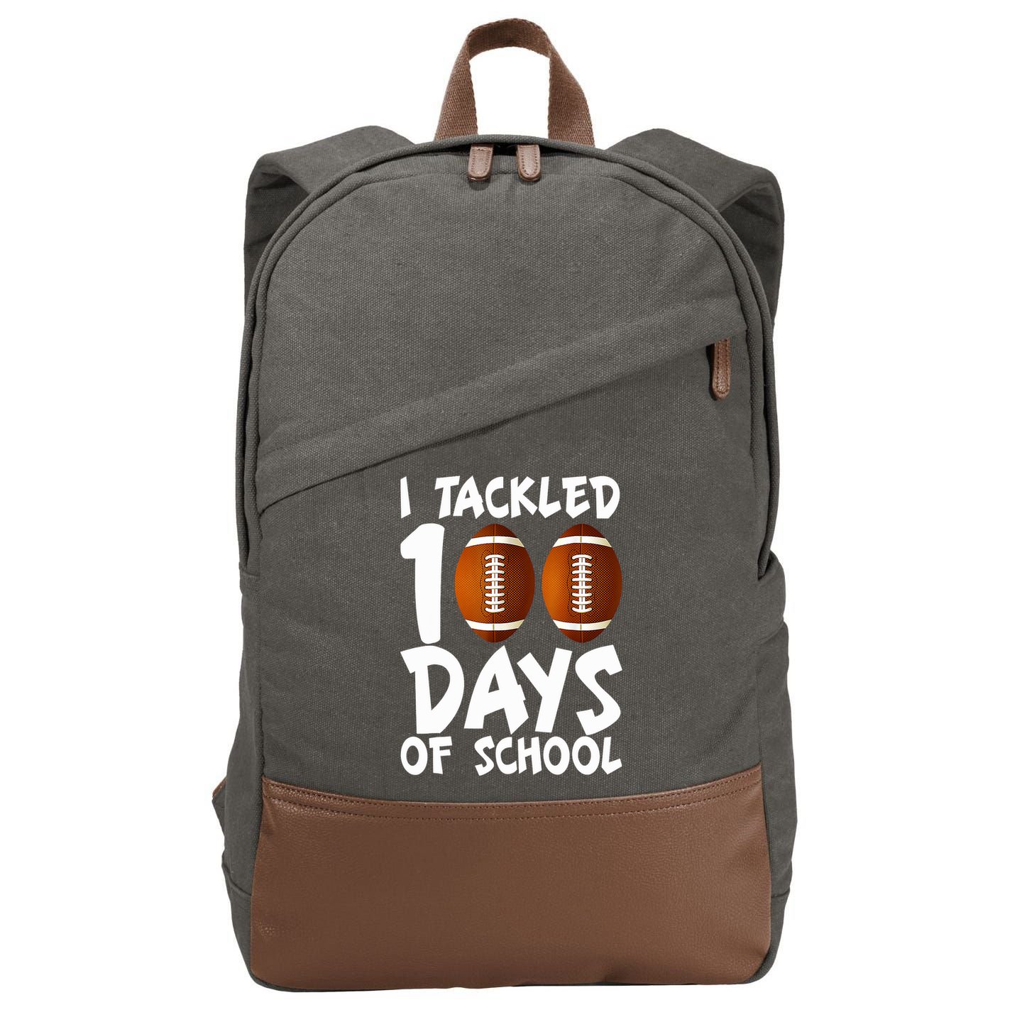 I Tackled 100 Days Of School Football 100th Day Gifts Cotton Canvas Backpack