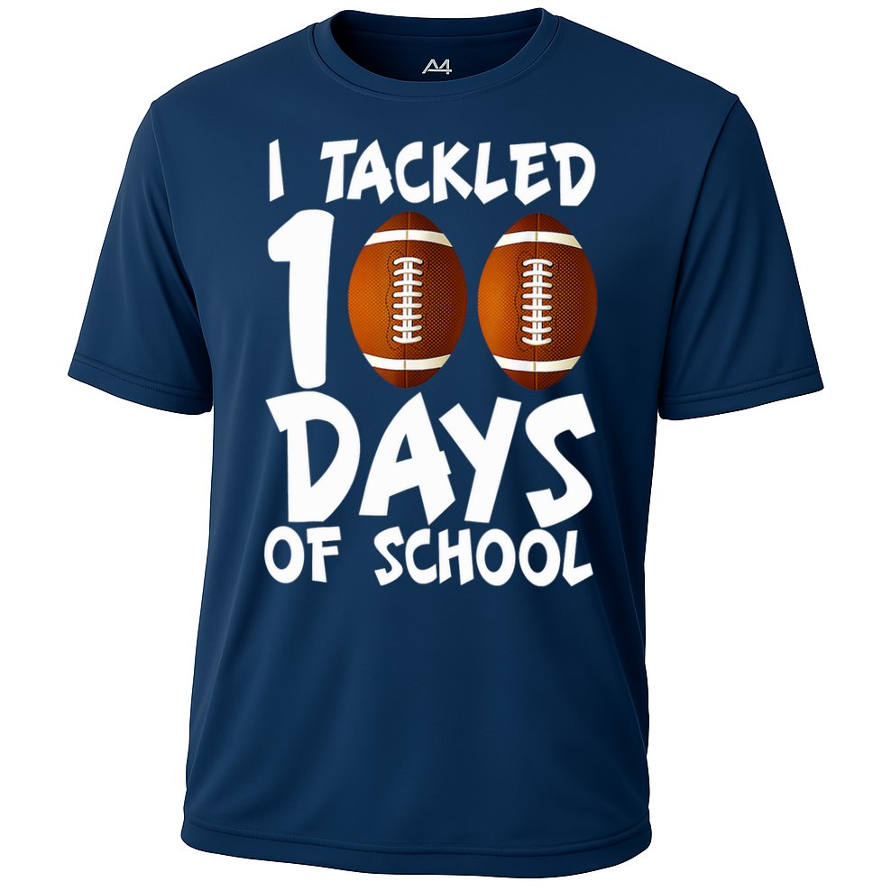 I Tackled 100 Days Of School Football 100th Day Gifts Cooling Performance Crew T-Shirt