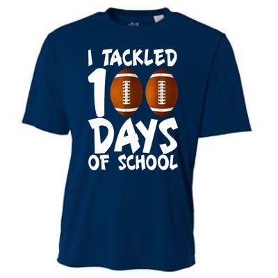 I Tackled 100 Days Of School Football 100th Day Gifts Cooling Performance Crew T-Shirt