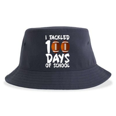 I Tackled 100 Days Of School Football 100th Day Gifts Sustainable Bucket Hat