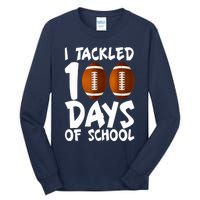 I Tackled 100 Days Of School Football 100th Day Gifts Tall Long Sleeve T-Shirt