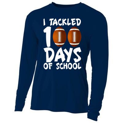 I Tackled 100 Days Of School Football 100th Day Gifts Cooling Performance Long Sleeve Crew