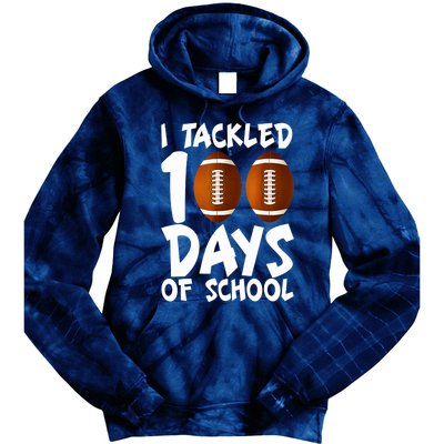 I Tackled 100 Days Of School Football 100th Day Gifts Tie Dye Hoodie