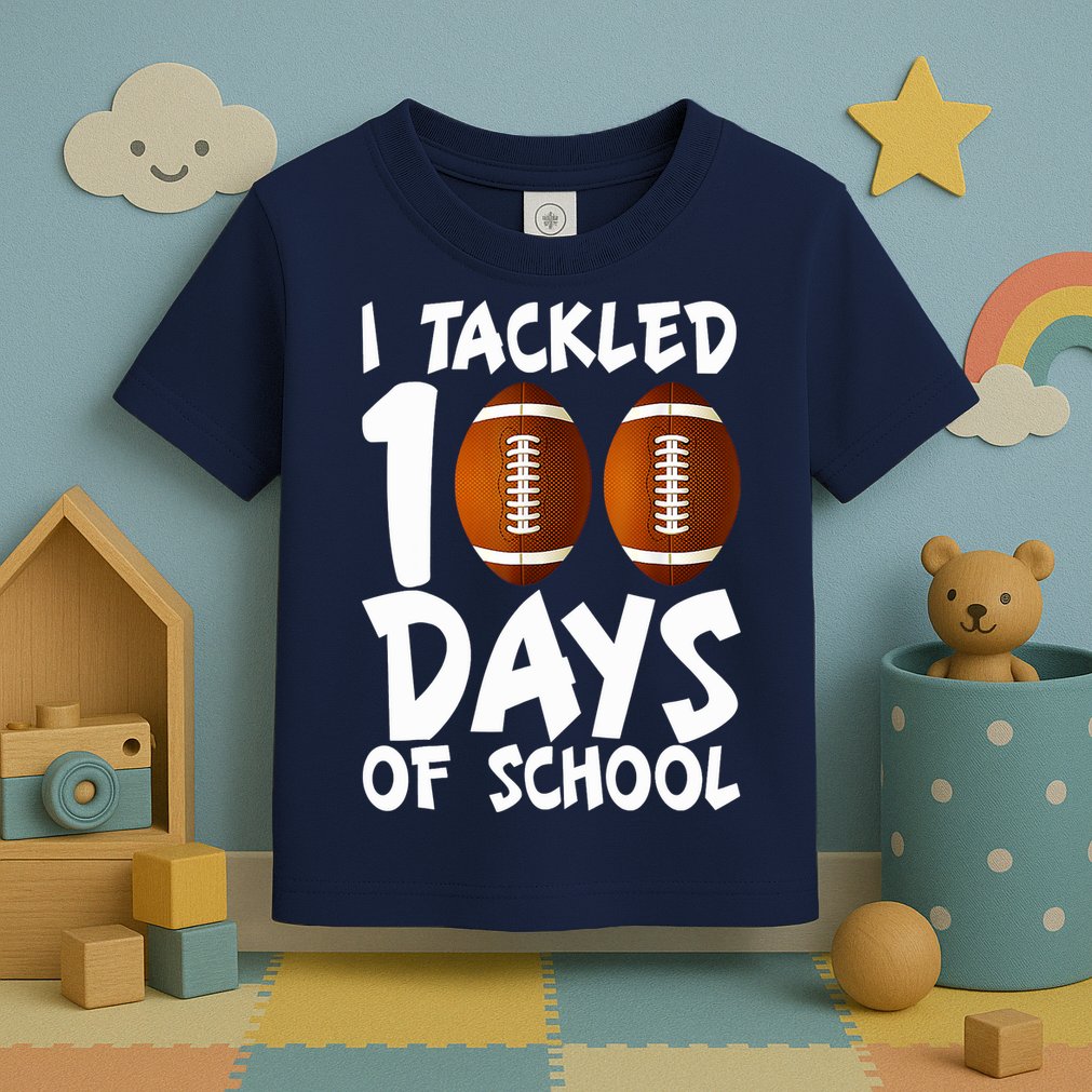 I Tackled 100 Days Of School Football 100th Day Gifts Toddler T-Shirt