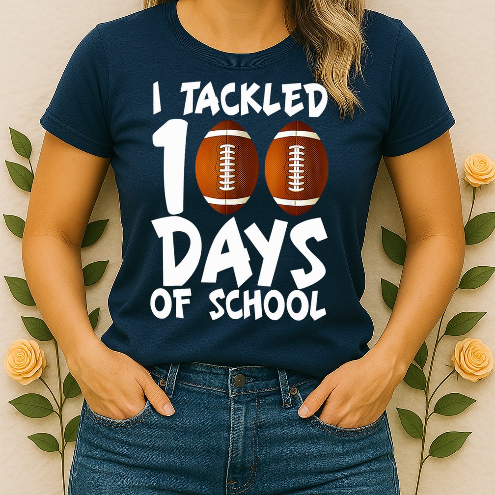 I Tackled 100 Days Of School Football 100th Day Gifts Womens T-Shirt