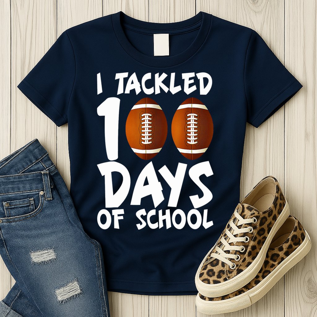 I Tackled 100 Days Of School Football 100th Day Gifts Womens T-Shirt