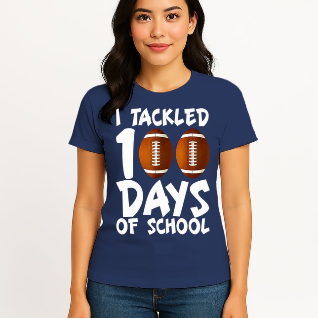 I Tackled 100 Days Of School Football 100th Day Gifts Womens T-Shirt