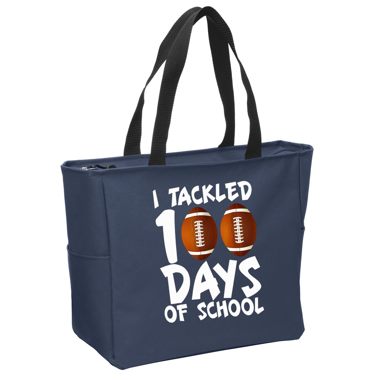 I Tackled 100 Days Of School Football 100th Day Gifts Zip Tote Bag