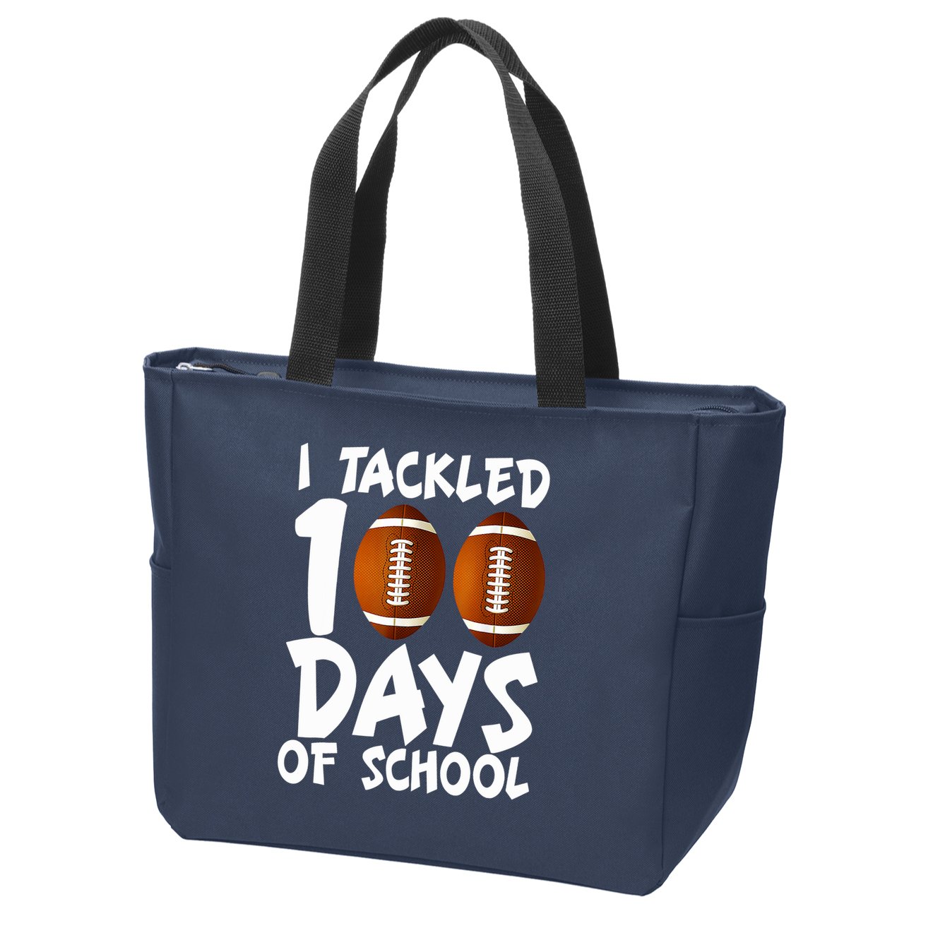 I Tackled 100 Days Of School Football 100th Day Gifts Zip Tote Bag