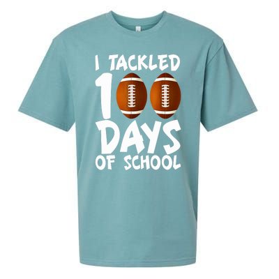 I Tackled 100 Days Of School Football 100th Day Gifts Sueded Cloud Jersey T-Shirt