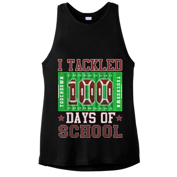 I Tackled 100 Days Of School Football 100th Day Ladies PosiCharge Tri-Blend Wicking Tank
