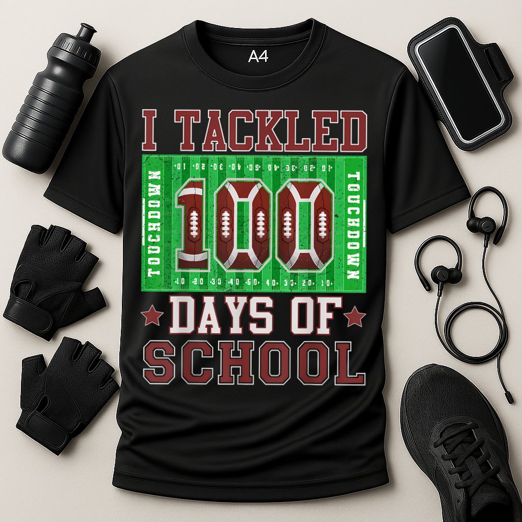 I Tackled 100 Days Of School Football 100th Day Performance Shirt