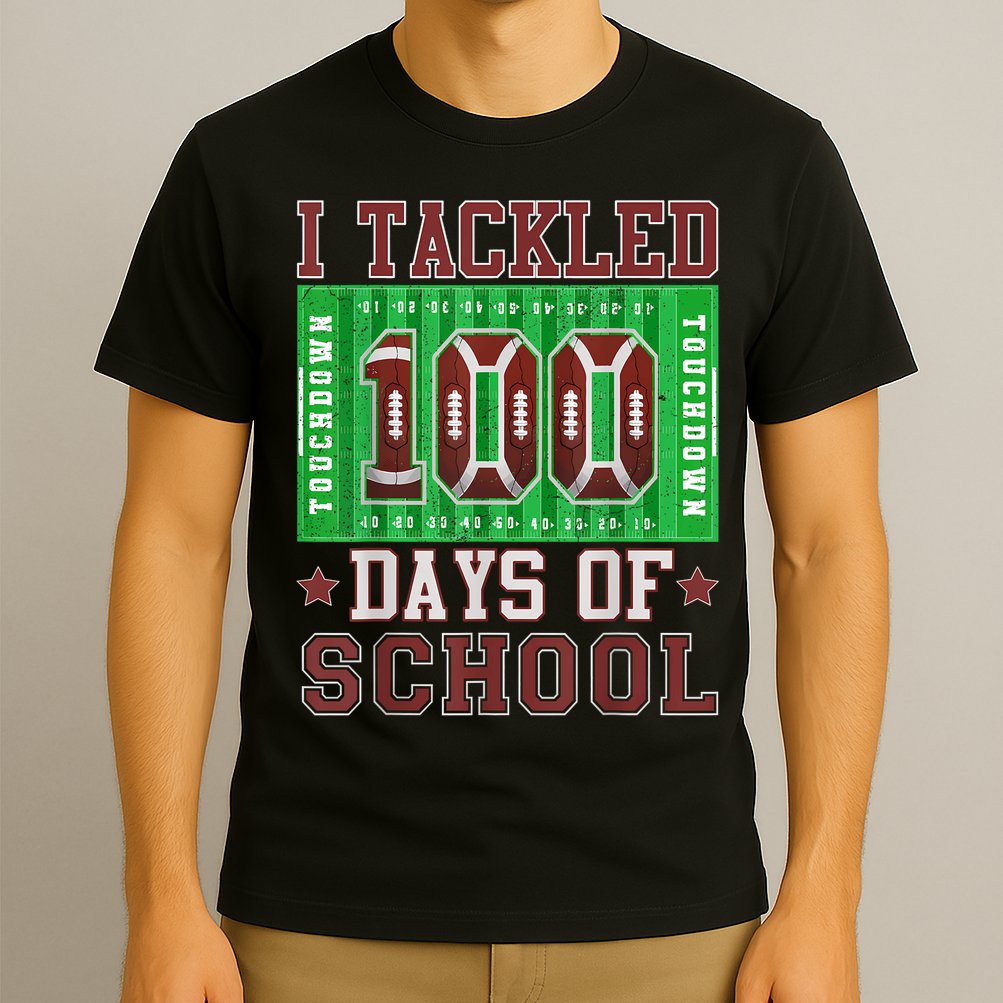 I Tackled 100 Days Of School Football 100th Day T-Shirt
