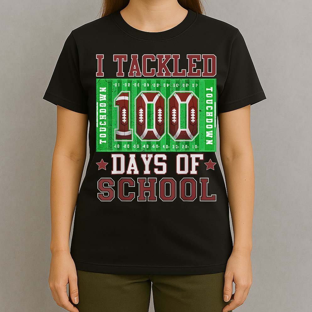 I Tackled 100 Days Of School Football 100th Day T-Shirt