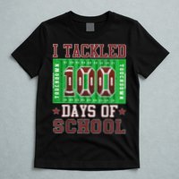 I Tackled 100 Days Of School Football 100th Day T-Shirt