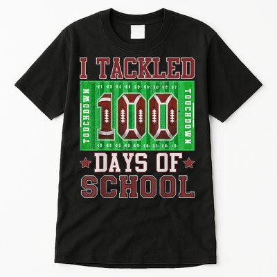 I Tackled 100 Days Of School Football 100th Day Tall T-Shirt