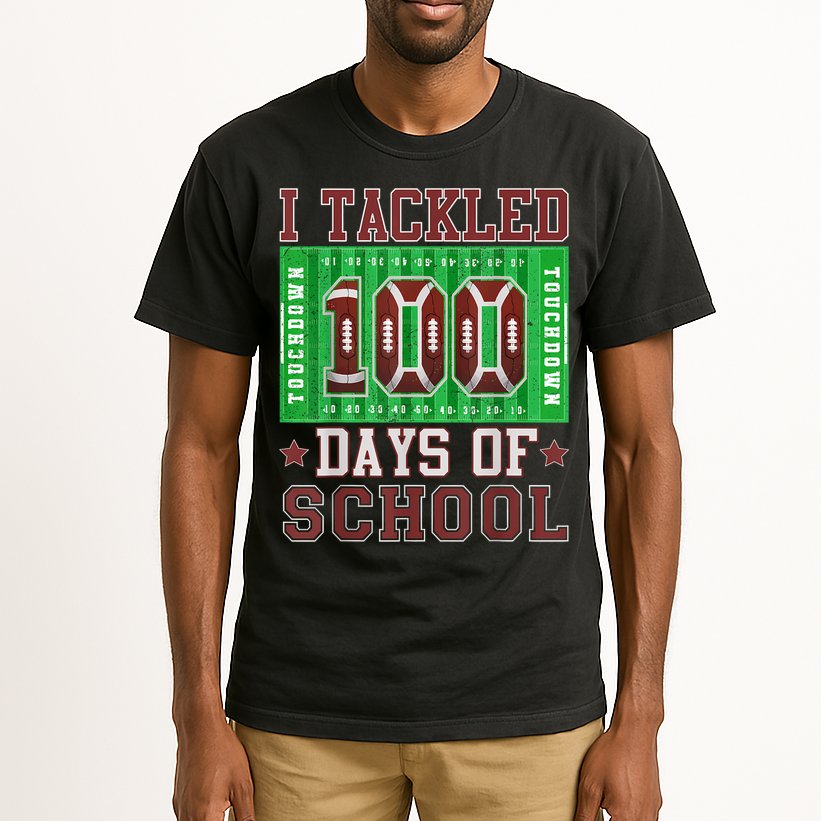 I Tackled 100 Days Of School Football 100th Day Tall T-Shirt