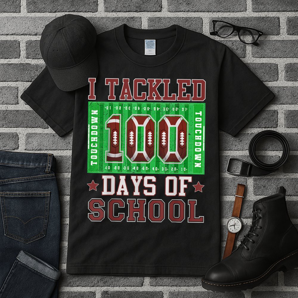 I Tackled 100 Days Of School Football 100th Day Tall T-Shirt