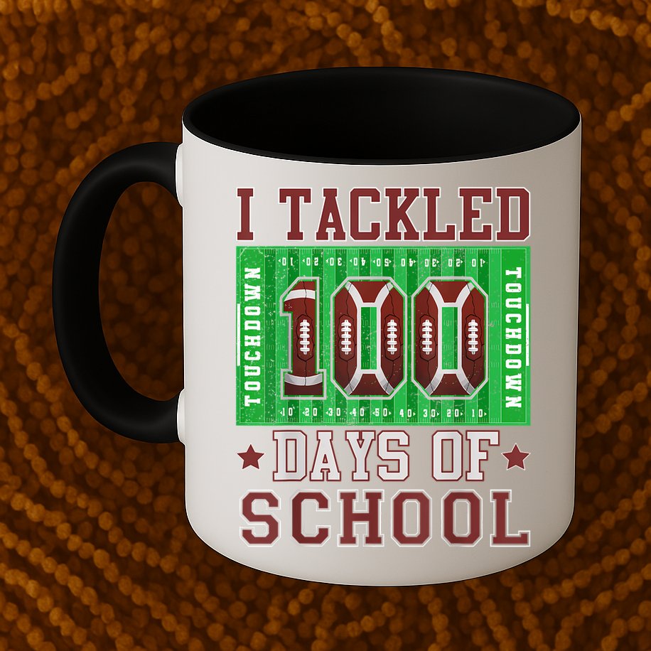 I Tackled 100 Days Of School Football 100th Day Mug