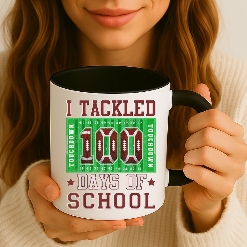 I Tackled 100 Days Of School Football 100th Day Mug