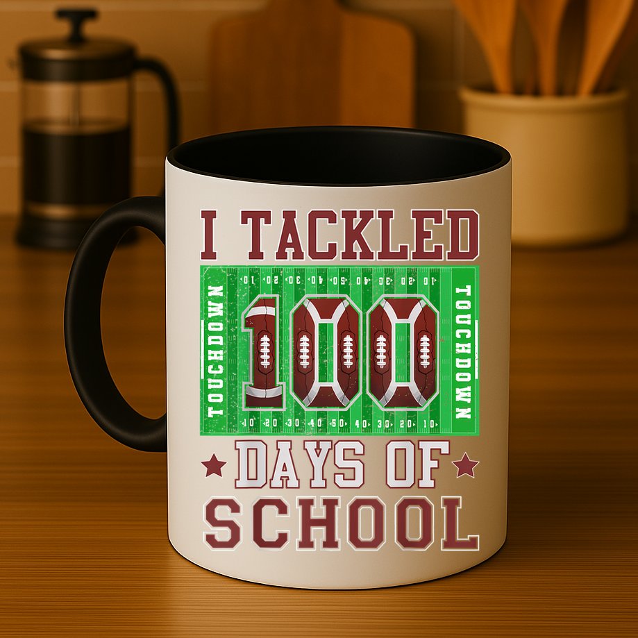 I Tackled 100 Days Of School Football 100th Day Mug