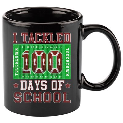I Tackled 100 Days Of School Football 100th Day 11oz C Handle Ceramic Mug