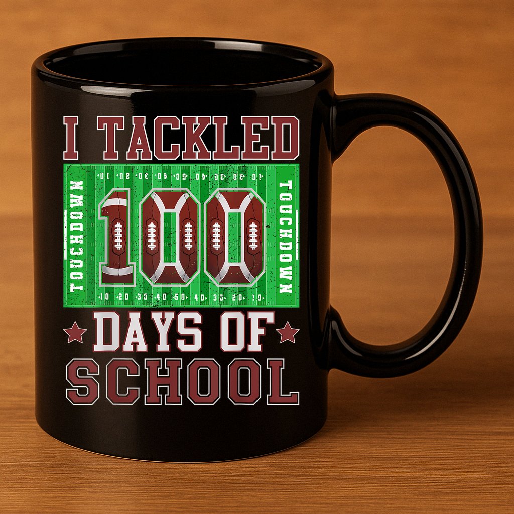 I Tackled 100 Days Of School Football 100th Day 11oz C Handle Ceramic Mug