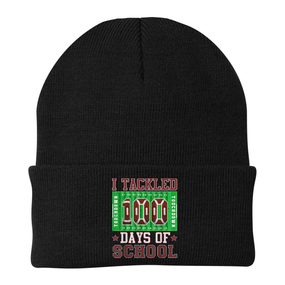 I Tackled 100 Days Of School Football 100th Day Beanie