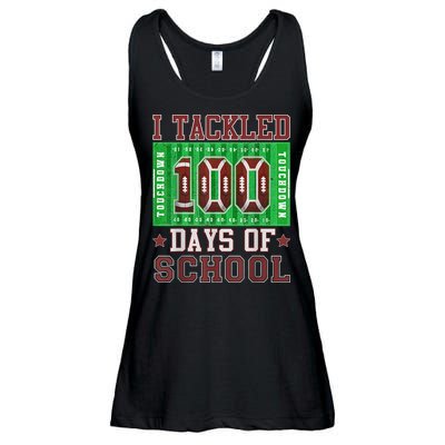 I Tackled 100 Days Of School Football 100th Day Ladies Essential Flowy Tank