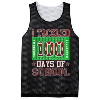 I Tackled 100 Days Of School Football 100th Day Mesh Reversible Basketball Jersey Tank
