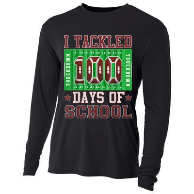 I Tackled 100 Days Of School Football 100th Day Cooling Performance Long Sleeve Crew