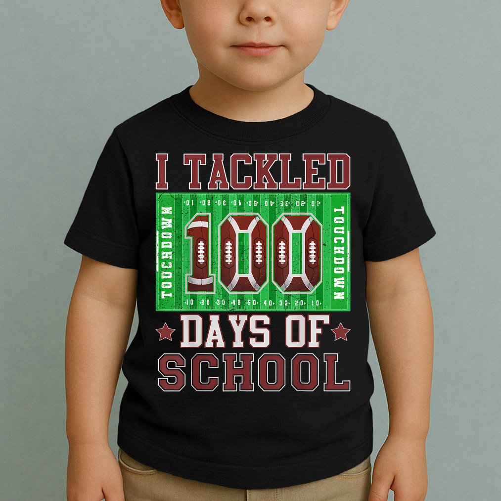 I Tackled 100 Days Of School Football 100th Day Toddler T-Shirt