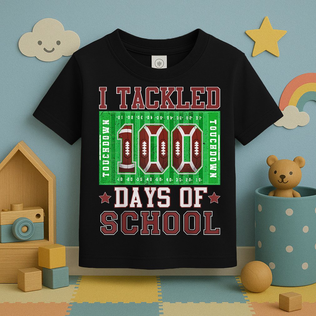 I Tackled 100 Days Of School Football 100th Day Toddler T-Shirt
