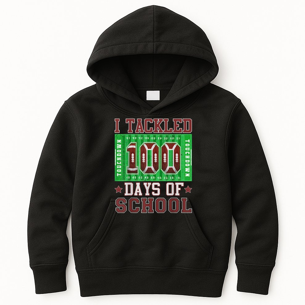 I Tackled 100 Days Of School Football 100th Day Kids Hoodie