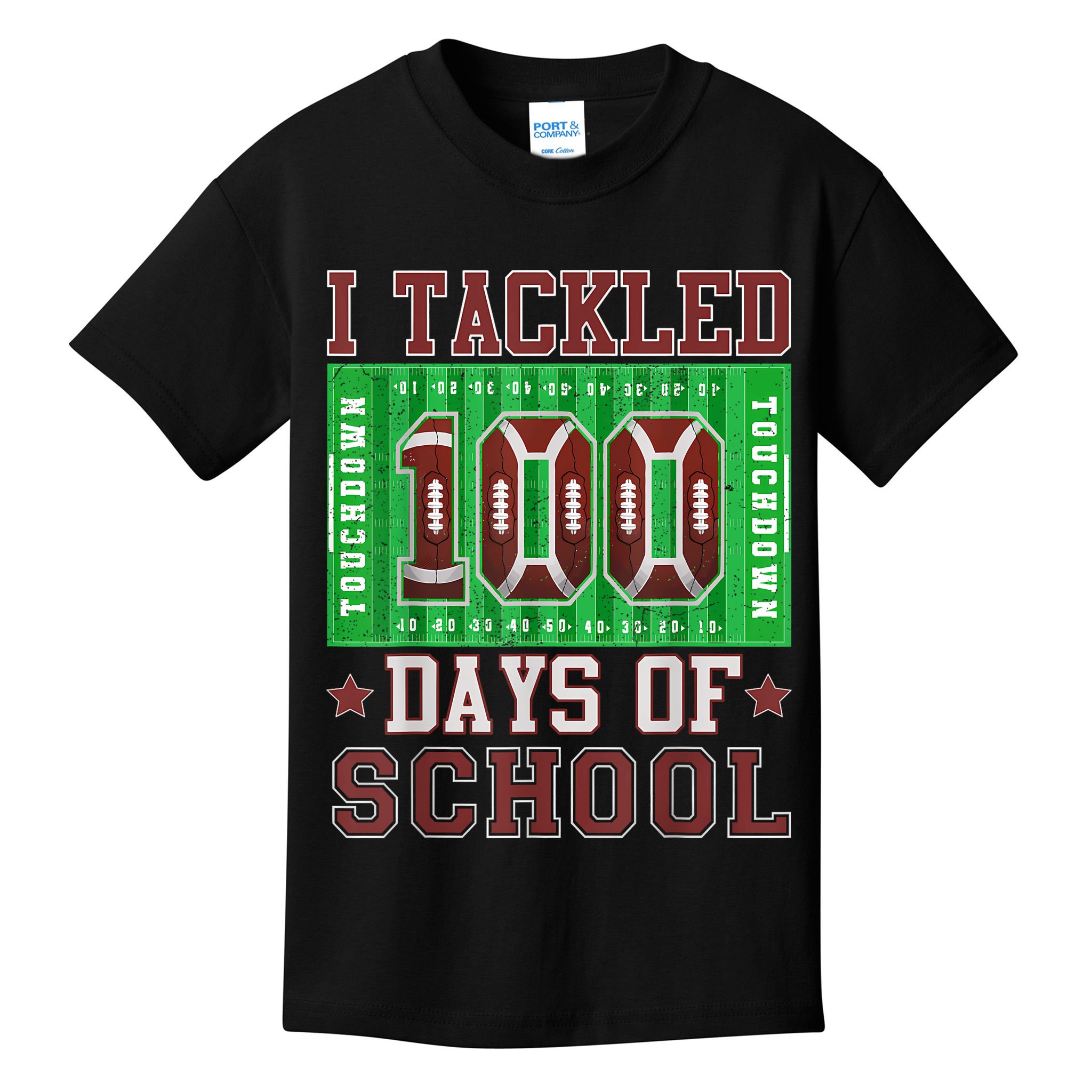 I Tackled 100 Days Of School Football 100th Day Kids T-Shirt
