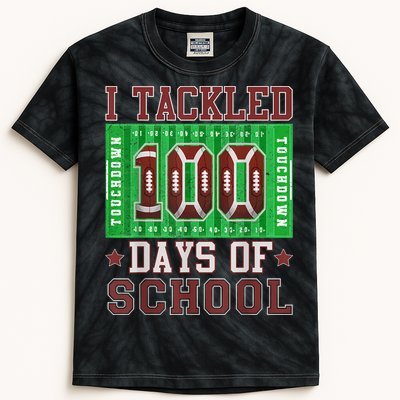 I Tackled 100 Days Of School Football 100th Day Kids Tie-Dye T-Shirt
