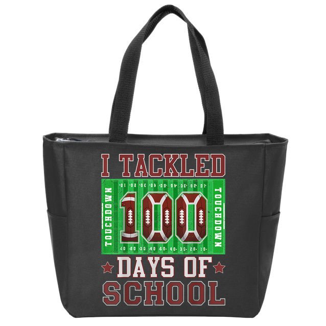 I Tackled 100 Days Of School Football 100th Day Zip Tote Bag