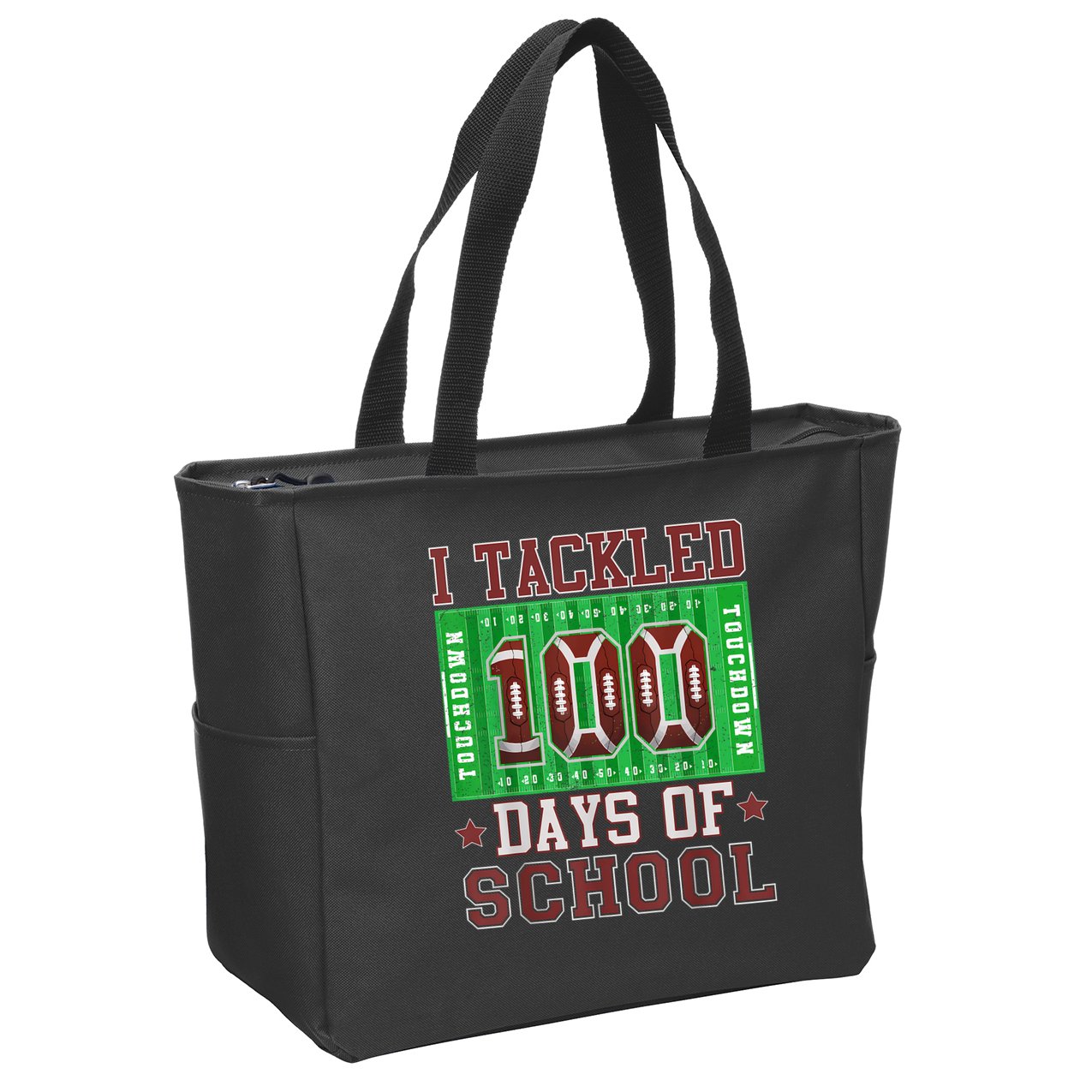 I Tackled 100 Days Of School Football 100th Day Zip Tote Bag