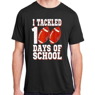 I Tackled 100 Days Of School Football 100th Day Adult ChromaSoft Performance T-Shirt