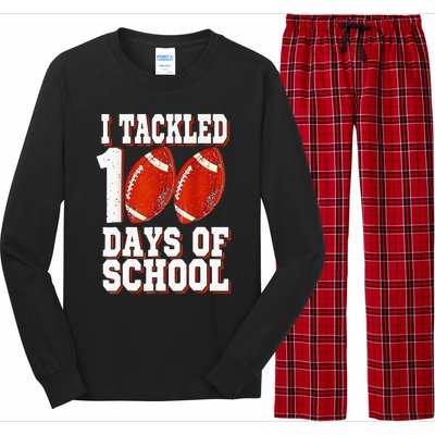 I Tackled 100 Days Of School Football 100th Day Long Sleeve Pajama Set