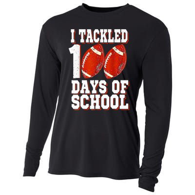 I Tackled 100 Days Of School Football 100th Day Cooling Performance Long Sleeve Crew