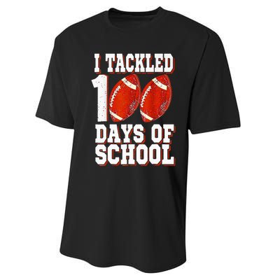 I Tackled 100 Days Of School Football 100th Day Performance Sprint T-Shirt