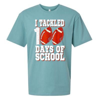 I Tackled 100 Days Of School Football 100th Day Sueded Cloud Jersey T-Shirt