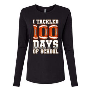 I Tackled 100 Days Of School Football Womens Cotton Relaxed Long Sleeve T-Shirt